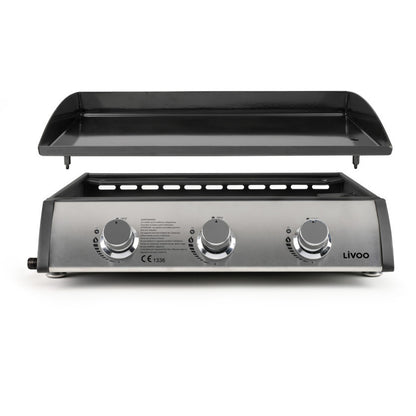 Plancha gaz 3 brûleurs Livoo – gris et noir