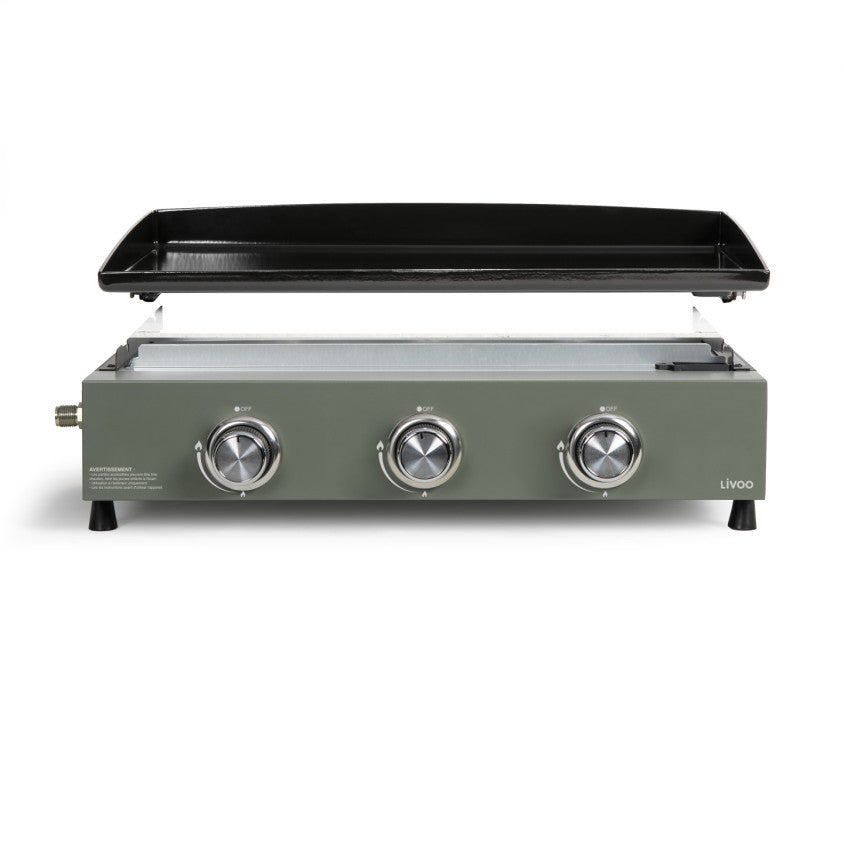 Plancha gaz 3 brûleurs Livoo – vert et noir