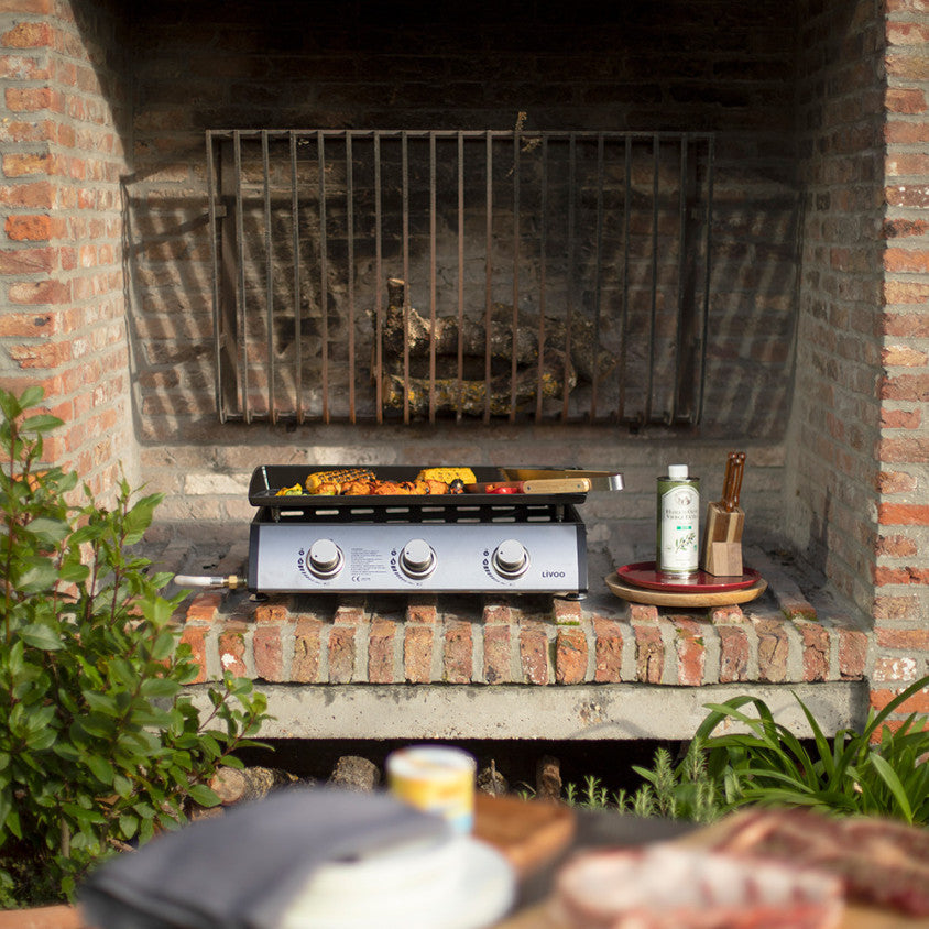 Plancha gaz 3 brûleurs Livoo – gris et noir