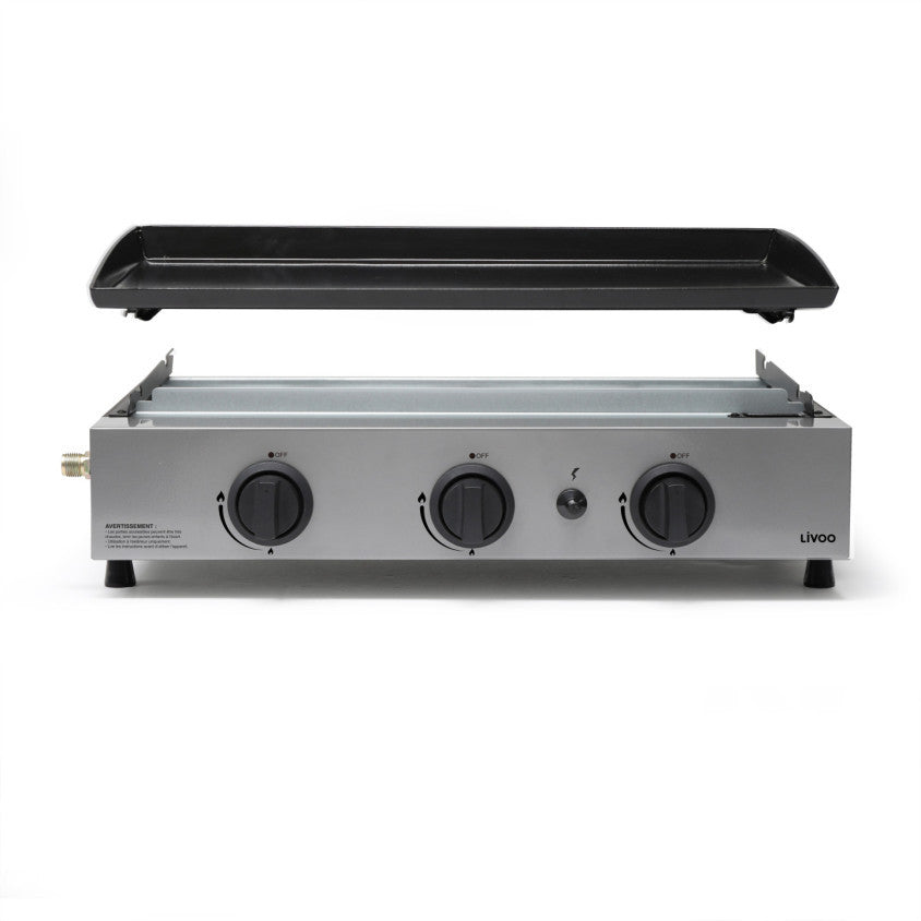 Plancha gaz 3 brûleurs Livoo – gris