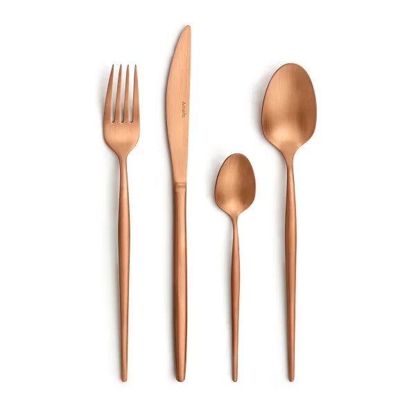 Ménagère 24 pièces Soprano Cuivre - Couverts inox 18/10 finition PVD cuivre rosé - Amefa