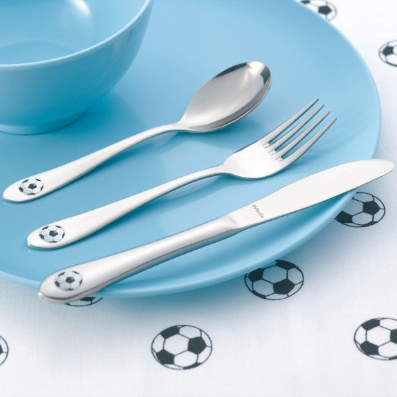 Coffret 3 couverts enfants Footie - Inox 18/10 décor football pour petits sportifs - Amefa