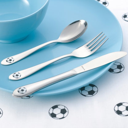 Coffret 3 couverts enfants Footie - Inox 18/10 décor football pour petits sportifs - Amefa