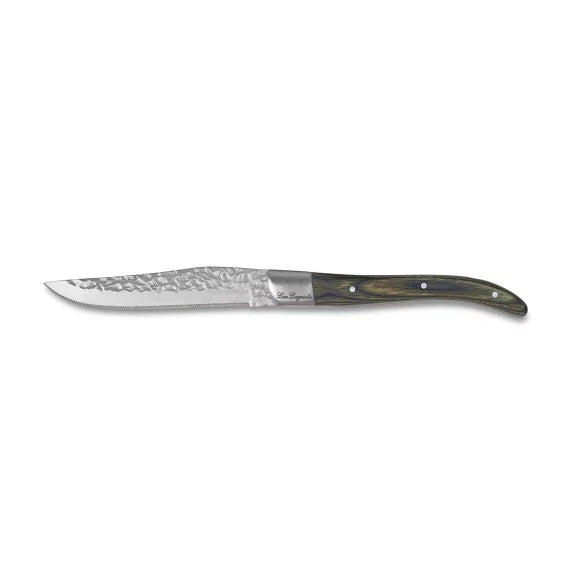 Coffret 4 couteaux steak Volcano - Bois de pakka lame martelée - Lou Laguiole