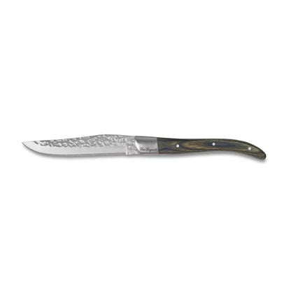Coffret 4 couteaux steak Volcano - Bois de pakka lame martelée - Lou Laguiole