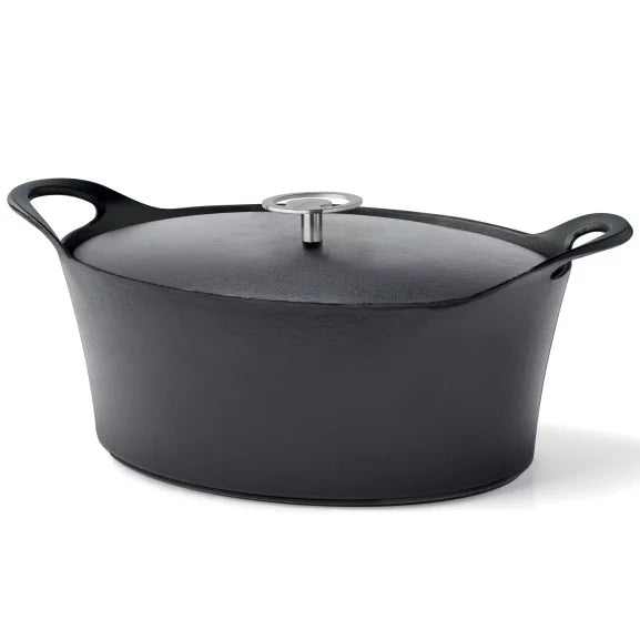 Volcan - Cocotte ovale 29 cm fonte de fer émaillée noire avec couvercle - Cuisinox