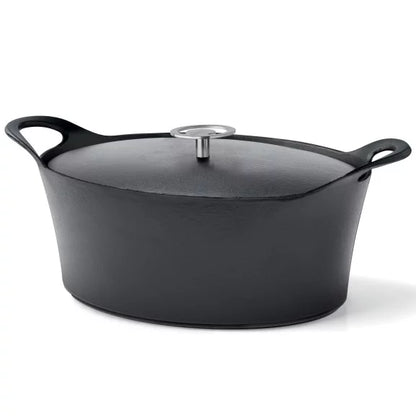 Volcan - Cocotte ovale 29 cm fonte de fer émaillée noire avec couvercle - Cuisinox