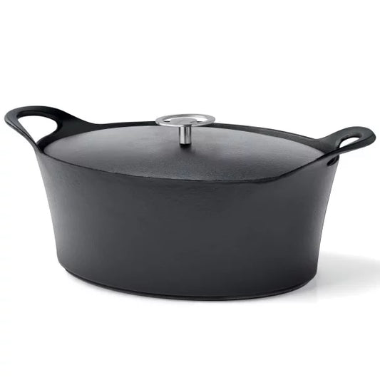 Volcan - Cocotte ovale 29 cm fonte de fer émaillée noire avec couvercle - Cuisinox