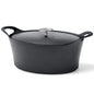 Volcan - Cocotte ovale 29 cm fonte de fer émaillée noire avec couvercle - Cuisinox