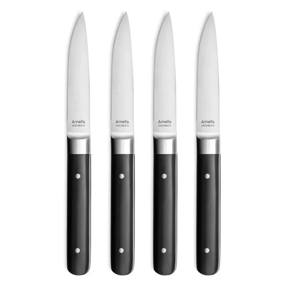 Coffret 4 couteaux steak Fusion Noir - Acier coutellerie finition PVD noir mat - Amefa