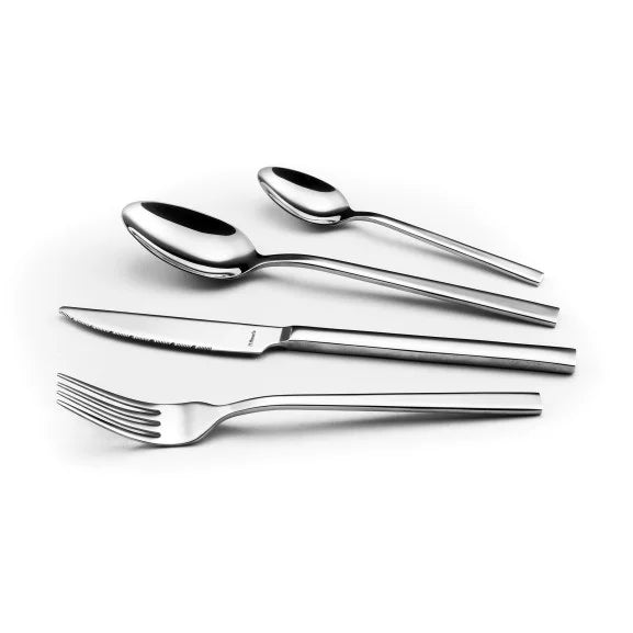 Ménagère 24 pièces Escade avec couteaux steak - Couverts inox 18/10 design contemporain - Amefa