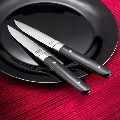 Coffret 4 couteaux steak Fusion Noir - Acier coutellerie finition PVD noir mat - Amefa