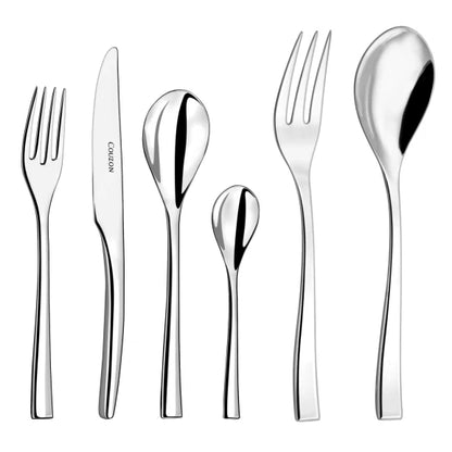 Couzon Steel Ménagère 50 pièces en coffre bois – acier inoxydable 18/10 forgé