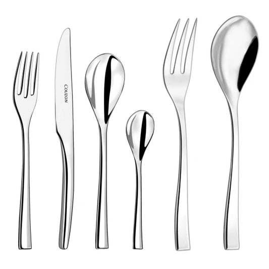 Couzon Steel Ménagère 50 pièces en coffre bois – acier inoxydable 18/10 forgé