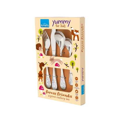 Coffret 4 couverts enfants Forest - Inox 18/10 décor animaux forêt sécurité enfant - Amefa