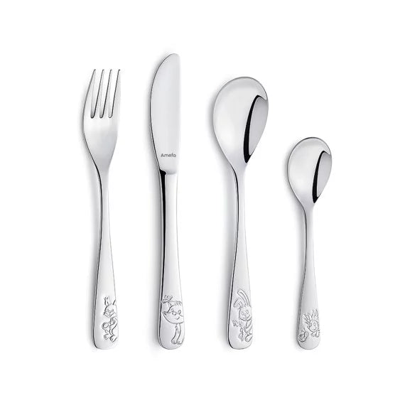 Coffret 4 couverts enfants Forest - Inox 18/10 décor animaux forêt sécurité enfant - Amefa