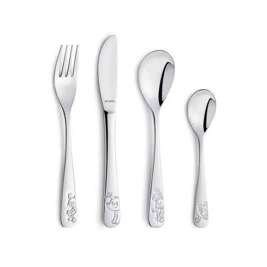 Coffret 4 couverts enfants Forest - Inox 18/10 décor animaux forêt sécurité enfant - Amefa