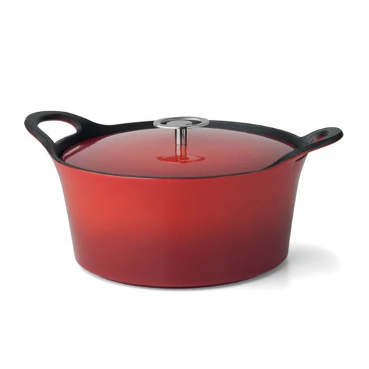 Volcan - Cocotte ovale 20 cm fonte de fer émaillée rouge avec couvercle - Cuisinox