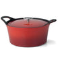 Volcan - Cocotte ovale 24 cm fonte de fer émaillée rouge avec couvercle - Cuisinox