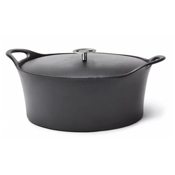 Volcan - Cocotte ovale 35 cm fonte de fer émaillée noire avec couvercle - Cuisinox