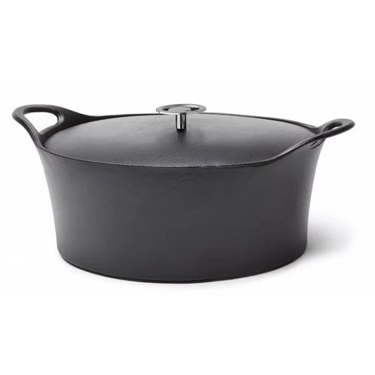 Volcan - Cocotte ovale 35 cm fonte de fer émaillée noire avec couvercle - Cuisinox