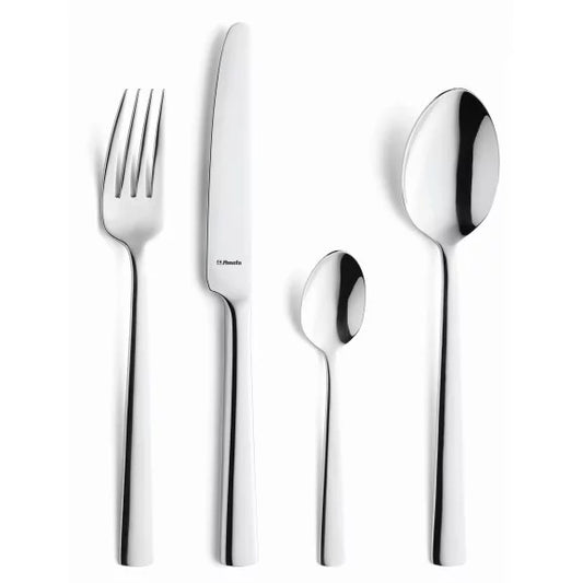 Ménagère 50 pièces Moderno - Couverts inox 18/10 design minimaliste avec service - Coffret long Amefa