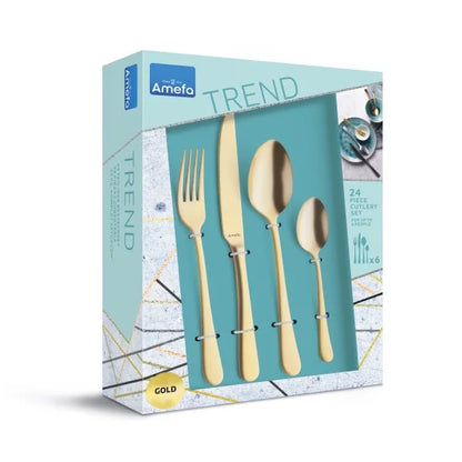 Ménagère 24 pièces Austin Or - Couverts inox 18/10 finition PVD or jaune - Amefa