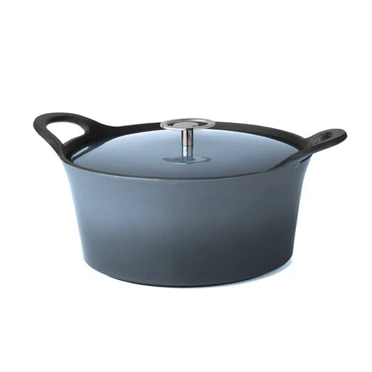 Volcan - Cocotte ovale 20 cm fonte de fer émaillée bleu denim avec couvercle - Cuisinox
