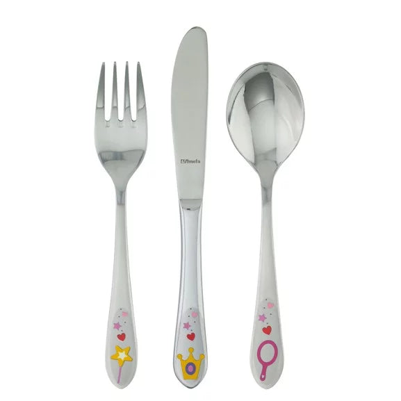 Coffret 3 couverts enfants Princess - Inox 18/10 décor princesse pour petites filles - Amefa