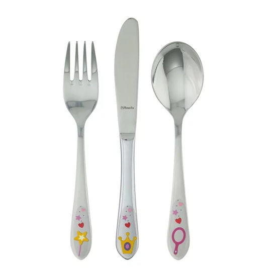 Coffret 3 couverts enfants Princess - Inox 18/10 décor princesse pour petites filles - Amefa