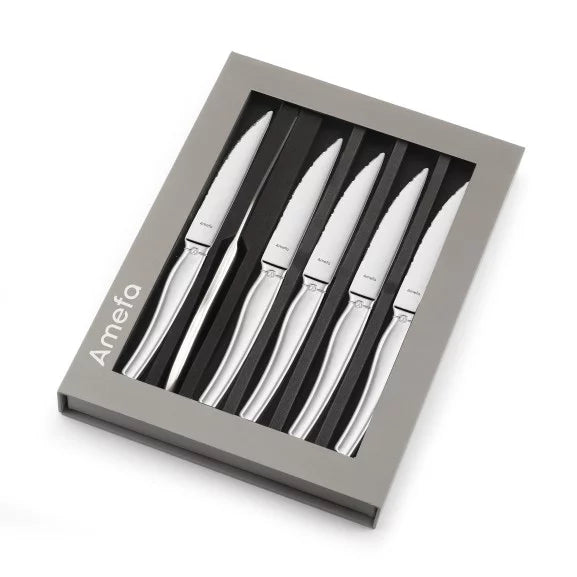 Coffret Magnet 6 couteaux steak Goliath - Présentation magnétique acier coutellerie - Amefa