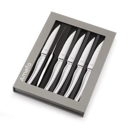 Coffret Magnet 6 couteaux steak Goliath - Présentation magnétique acier coutellerie - Amefa