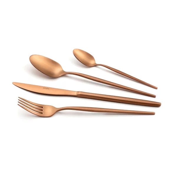 Ménagère 24 pièces Soprano Cuivre - Couverts inox 18/10 finition PVD cuivre rosé - Amefa