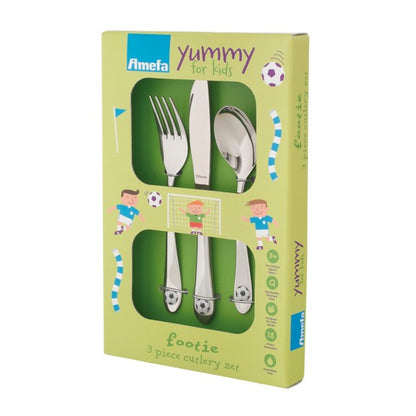 Coffret 3 couverts enfants Footie - Inox 18/10 décor football pour petits sportifs - Amefa
