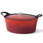 Volcan - Cocotte ovale 29 cm fonte de fer émaillée rouge avec couvercle - Cuisinox