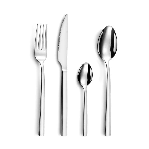 Ménagère 24 pièces Escade avec couteaux steak - Couverts inox 18/10 design contemporain - Amefa