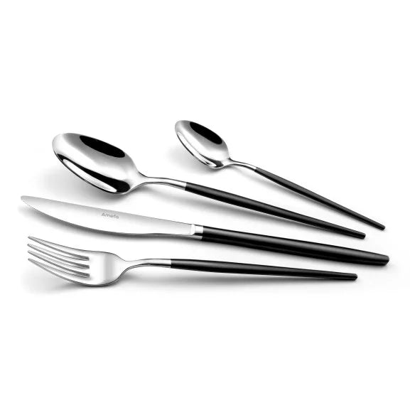 Ménagère 24 pièces Soprano Noir - Couverts inox 18/10 finition PVD noir mat - Amefa