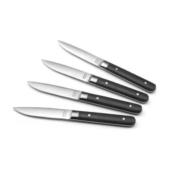 Coffret 4 couteaux steak Fusion Noir - Acier coutellerie finition PVD noir mat - Amefa