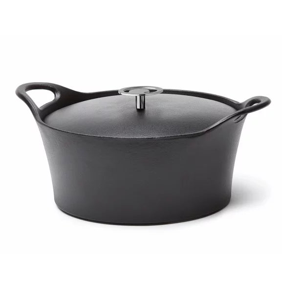 Volcan - Cocotte ovale 24 cm fonte de fer émaillée noire avec couvercle - Cuisinox