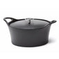 Volcan - Cocotte ovale 24 cm fonte de fer émaillée noire avec couvercle - Cuisinox