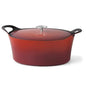 Volcan - Cocotte ovale 35 cm fonte de fer émaillée rouge avec couvercle - Cuisinox