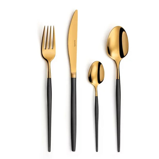 Ménagère 24 pièces Soprano Or - Couverts inox 18/10 finition PVD or jaune - Amefa