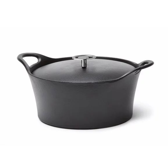 Volcan - Cocotte ovale 20 cm fonte de fer émaillée noire avec couvercle - Cuisinox