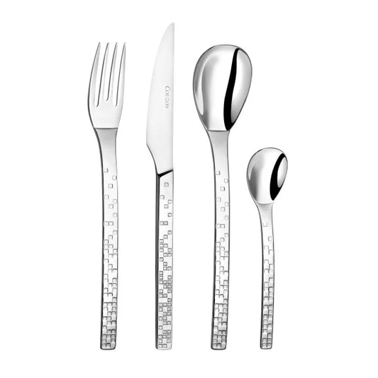 Couzon Pix'Elle Ménagère 24 pièces en coffret long – inox martelé 18/10
