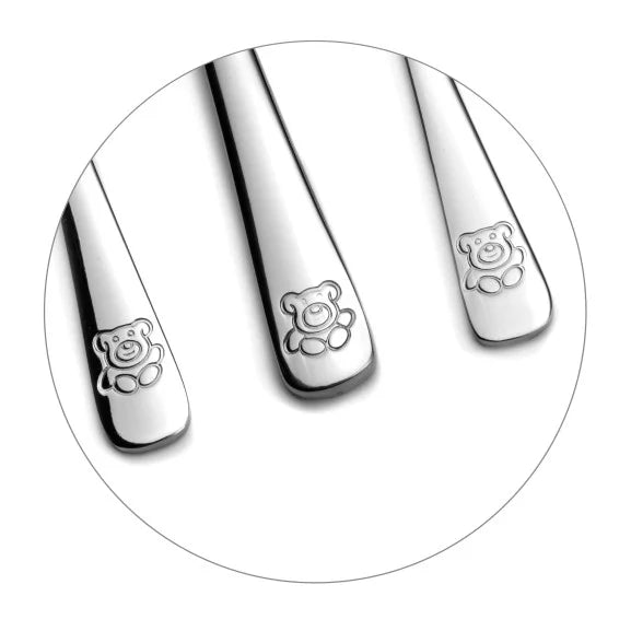 Coffret 4 couverts enfants Ourson - Inox 18/10 sécurité enfant - Cadeau baptême Amefa