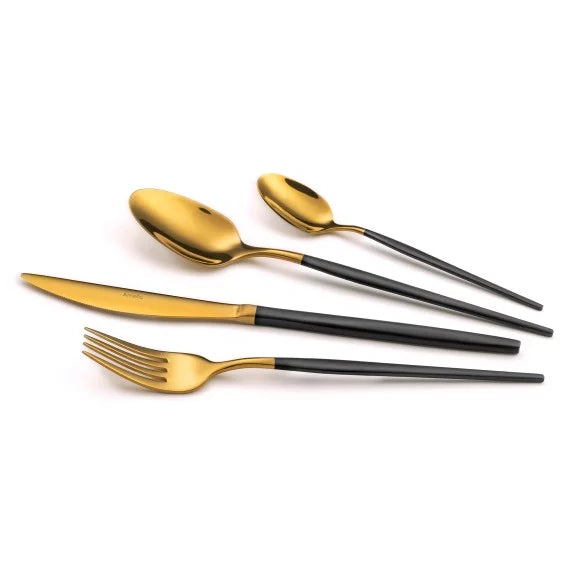 Ménagère 24 pièces Soprano Or - Couverts inox 18/10 finition PVD or jaune - Amefa