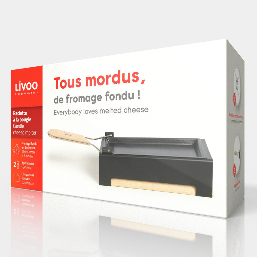 Raclette à la bougie Livoo – beige et noir (réf. MEN395)