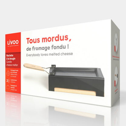 Raclette à la bougie Livoo – beige et noir (réf. MEN395)