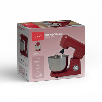 Robot pâtissier 5 L Livoo – rouge