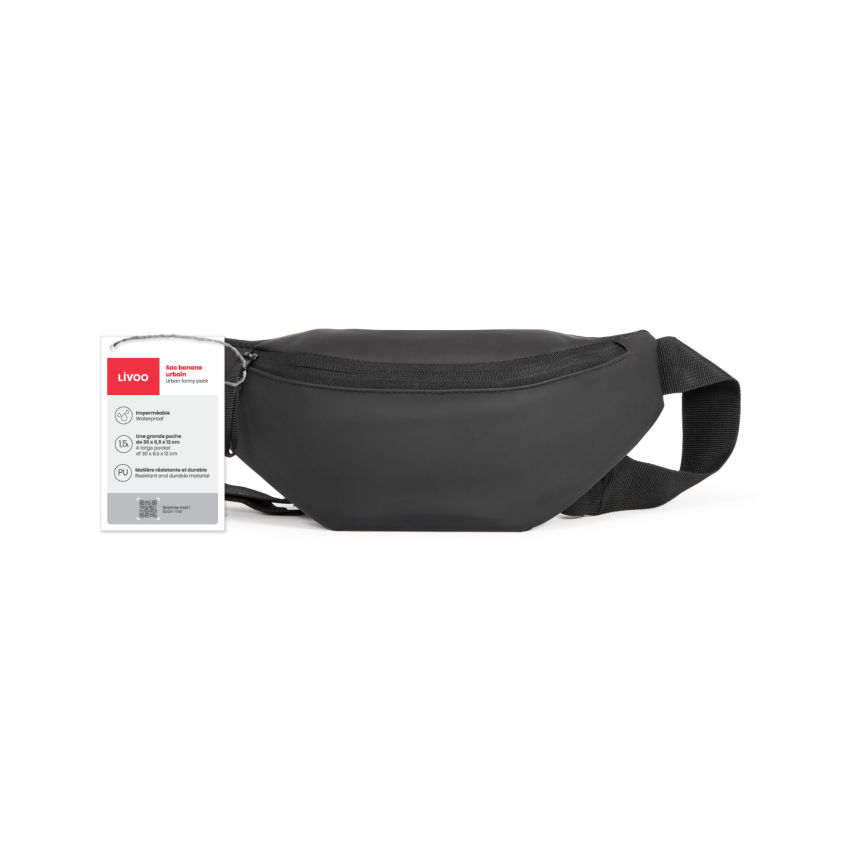 Sac banane urbain Livoo – noir et gris